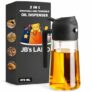 JB’S LAND Cooking Oil Sprayer Bottle 2 in 1 Oil Dispenser and Sprayer 470ml Glass Non Drip Leak Proof Fine Mist Olive Oil Spray for Kitchen Air Fryer BBQ Salad