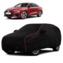 Sulfar 100% Water Resistant Car Body Cover Compatible with Mirror for Audi A3 (Triple Stitched, Full Bottom Elastic, Black with Red Piping)