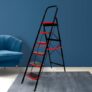 Zolmix®Premium Ladder for Home | 6 Step Stairs for Home Use| Foldable Step Ladder, Firm Grip, Wide Anti Skid Steps | Steel Sidi Non-Slip Handgrip| Durable Ladder 5 Years Warranty (Red – Black)
