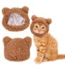 Cat Hat, Dog Hat, Cat Costume Rabbit Ear Headwear for Christmas Cosplay, Soft Knit Warm Pet Accessory (Brown)