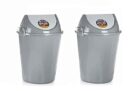 ARISTO Swing Lid Dustbin with Metal Side Handle 60 LTR Grey//Grey (COMBO)