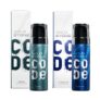 WILD STONE CODE Steel And Titanium Long Lasting No Gas Body Perfume For Men, Pack Of 2 (150Ml Each) – Spray