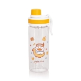 Attro Champ 550ml Cute and Convenient Cartoon Printed Kids Plastic Water Bottle with Designer Hand Strap & Flip Lid BPA-Free-Perfect for School,Sports and Travel -Beige