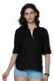 High Star Classic Boxy Spread Collar Long Sleeves Casual Shirt Black