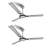 Longway Brezza 1200 mm (48″) Anti-dust, 400 RPM, High Speed 3 Blade Ceiling Fan (Silver Blue,Pack of 2)