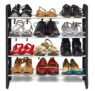 Ebee Plastic Pipe Foldable Shoe Rack with 4 Shelves (Black)