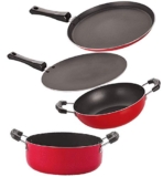 Nirlon Non Stick Aluminium Cookware Essential Gift Set of 4 Pieces with Bakelite Handle(FT13_CT12_KD12_CS24)