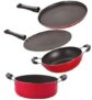 Nirlon Non Stick Aluminium Cookware Essential Gift Set of 4 Pieces with Bakelite Handle(FT13_CT12_KD12_CS24)