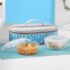 Vogue Borosilicate Glass Lunchbox with Bag | 2pc Round Container (400 ml Each), Horizontal | Microwave & Dishwasher Safe, Leakproof | Tiffin for Office, School, College | Blue (BGFGLTIF0018)