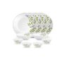 La Opala Novo Collection Opal Glass Crockery | for Family of 4 | Dinner Set 10 pcs Lush Greens | Plates & Bowls for Dining | Microwave Safe | 100% Vegetarian | Extra Strong | Light & White