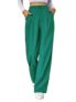 KOTTY Women’s Cotton Blend Straight Fit Cross Pocket Solid Trousers Teal Green