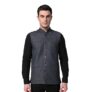 DEIFIC Men’s Dark Grey Chequered Woolen Blended Festive Nehru Jacket/Waistcoat (VASTRAAVS4405-40)