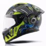 Vega Bolt Superhero ISI Certified Full Face Motorcycle Helmet with Impact Resistant ABS Shell High Density EPS Liner Scratch Resistant Visor Quick Release Buckle Comfortable Inner Padding Black Neon Yellow Helmet-L