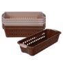 Heart Home Pack of 6 Storage Basket | Storage Organizer for Refrigerator-Vegetables-Stationery | Multipurpose Cabinet Shelf Rack | Storage Box for Kitchen | JAWA-3 | Large | Peach & Brown