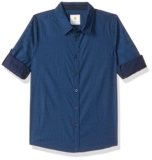 Amazon Brand – Jam & Honey Boy’s Regular Fit Casual Shirt(SYMAW22SHR01_Navy_2-3 Years)