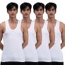Amul Comfy Men Cotton Solid White Sleeveless Vest Pack of 4