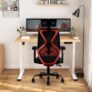 CELLBELL C190 Berlin Office Chair, High Back Mesh Ergonomic Home Office Desk Chair (Red – Black)