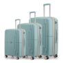 Provogue Lumina Hard-Sided PP Trolley Bag Set of 3 | Expandable Space with 8 Wheels Trolley Bags for Travel |Lightweight with Combination Lock|5 Year Warranty (Turquoise Blue)