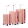 Provogue Coral Hard-Sided PP Trolley Bag Set of 3 | Expandable Space with 8 Wheels Trolley Bags for Travel | Lightweight with Combination Lock | 5 Year Warranty (Tea Rose/Redwood)