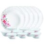 Larah By Borosil Floral Glass Florethali Set (White)-18 Pieces