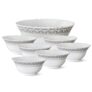 Larah by Borosil Classic Fluted Series Opalware 7 Pcs Pudding Set | Microwave & Dishwasher Safe | Bone-Ash Free | Crockery Set For Dining & Gifting | Bowls Set | White