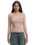 Tokyo Talkies Women’s Round Neck Full Sleeve Regular Top with Wrap Gather | Stylish & Comfortable | Perfect for Casual & Day Outings | Tops for Woman | Women Tops | Stylish Top