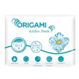 Origami 2 Ply Kitchen Tissue Paper Roll – 6 in 1 (60 Pulls Per Roll, 360 Sheets)