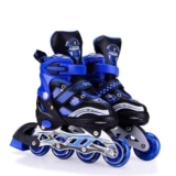TEKCOOL 4 Wheels Adjustable Inline Skates Skating Shoes for Boys Kids Girls Skating Shoe Adjustable Roller Blades Age 6 to 15 Years PU Strong Wheels Aluminium with LED Flash Light on Wheels (Blue).
