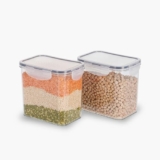 Steelo Sofresh Soclick Plastic Container Set Kitchen Organiser Air Tight Container Set Fridge Safe US FDA Approved PET Food Grade Heavy Duty Material,BPA Free (White,2000ml,Pack of 2)