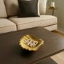 MARKET 99 Golden Ribbed Aluminium Decorative Platter | Glossy Designer Tray for Table, Dining, Center & Coffee Table Décor | Elegant Festive, Diwali, Housewarming & Gifting Display
