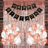 Crackles Happy Birthday Balloons Decoration Items Combo Kit Rose Gold – 23 Pcs.