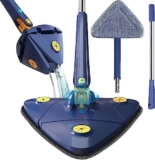 SOULWARE Pemium 360° Rotatable Adjustable Triangle Cleaning Mop with Stainless Steel Long Handle Push-Pull Squeezing Cleaning Mop Dry & Wet Mop Floor Windows Ceiling