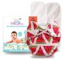 Apple Blossoms Reusable Cloth diaper | New Born babies to 3M | CPSIA Certified 300+wash|Washable & Adjustable Snap Button | pack includes 1 Diaper with 2 organic Bamboo cotton inserts