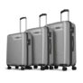 Aristocrat Axis Set of 3 Trolley Bag 56, 66 & 76cm | Small+Medium+Large | Hard Luggage | Smooth 8-Wheel Suitcase | Combination Lock with Sturdy Zipper | 3-Year International Warranty (Silver)