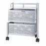 Amazon Brand – Solimo 360° Revolving Preassembled Heavy-Duty 2 Layer Square Portable Trolley with Wheels | Multipurpose Storage Racks | Books, Fruits and Vegetables (Matte,Silver)