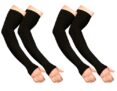 BENAVJI Arm Sleeves for Men & Women UV Protection Hand Sleeve with Thumb for Boys & Girls Sun Protection Cover for Running, Bike Riding, Cricket – Nylon – Black- 2 Pair