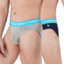 U.S. POLO ASSN. Men Logo Waistband Cotton Stretch IYAH Briefs – Pack of 2 (Navy/Grey Mel L)
