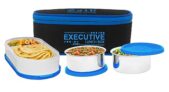 Zaib Stainless Steel Lunch Box for Kids & School – 2 Compartment Leak Proof Tiffin Box Set with Insulated Bag – Air Tight Food Container for Boys, Girls, & Office (Blue Executive)
