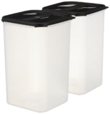 Amazon Brand – Solimo Antimicrobial Square Modular Plastic Storage Container (7.5 L Each) | Stackable | BPA-Free | Multipurpose Use for Snacks, Spices, & More (Set of 2) (Black)
