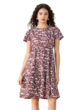 Amazon Brand – Symbol Women’s Rayon Fit and Flare One Piece Knee Length Tiered Dress (DR-13 Cont_Plum_3XL)