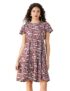 Amazon Brand – Symbol Women’s Rayon Fit and Flare One Piece Knee Length Tiered Dress (DR-13 Cont_Plum_3XL)