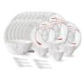 Larah by Borosil Boro Fluted Series Opalware Dinner Set | 33 Pieces for Family of 6 | Microwave & Dishwasher Safe | Bone-Ash Free | Crockery Set for Dining & Gifting | Plates & Bowls | White