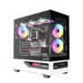 Ant Esports Crystal Spectra Computer Case/Gaming Cabinet – Black & White | Pre-Installed 5 ARGB Infinity Mirror PWM Fans
