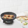 Borosil Vajra Die-Cast Non-Stick Aluminium Round Grill Fry Pan, Frying Pan with Ridges, Black with Wood-Finish Handles, 240 mm Wide, 5 mm Thick