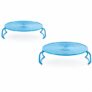 Questsole Stackable Microwave Shelf, Blue, Food Grade Plastic, Space Saving Kitchen Organiser, Refrigerator Storage Rack (2, Blue)