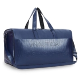 Nautica Unisex PU Duffle Bag for Travel | Stylish Leatherette Cabin Luggage | Compact, Comfortable & Spacious Hand Duffel Bag for Weekend Trips, Gym & Office | Suitable for Men and Women | Navy Blue