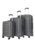 Teakwood Small-Medium-Large 8 Wheels Trolley Bag, Hard Cabin with Zipper Closure, Adjustable Push Button & Cross Side Strap, TSA Lock System 360 Degree (Set of 3, Grey)