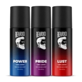 Beardo Power, Lust & Pride Perfume Body Spray (Set of 3) Get compliments with Long lasting Fougere, Aromatic Deodorant Brand | Christmas gift for men | Gift For Friends | Gift for Men