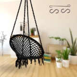 Curio Centre Home Swing for Adults & Kids||Suitable for Living Room, Balcony, and Outdoor||Capacity Upto 120 Kgs||Includes Free Hanging Accessories||Handmade Jhula with Premium Cotton Rope – Black