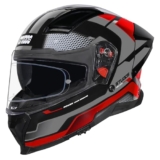 STUDDS Helios ISI and DOT Certified Full Face Helmet with Antifog 100 Lens, Sporty Spoiler (Flame Blue – L)